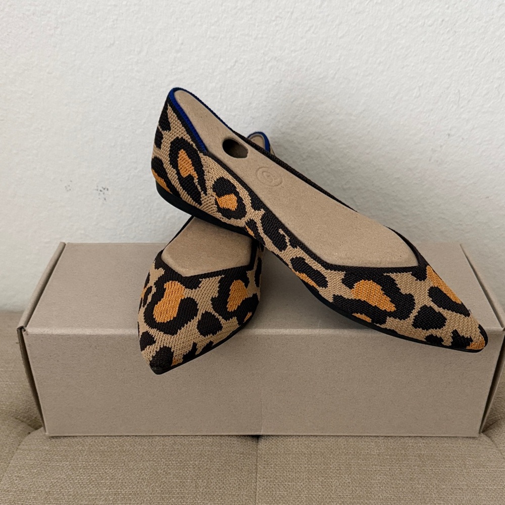 Like New/EUC - Rothy's Tan and Black Leopard Flats